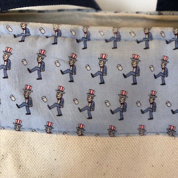 VINEYARD VINES Classic Canvas Uncle Sam Tote Bag Blue & White 17" - Picture 12 of 16
